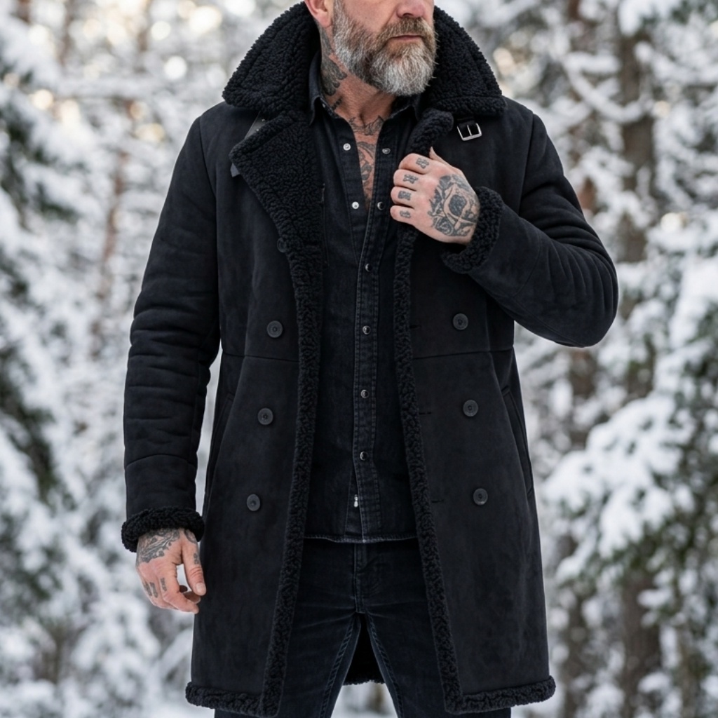Hunting Outdoor Jacket - Erkek Suni Süet Kürk Astarlı Kışlık